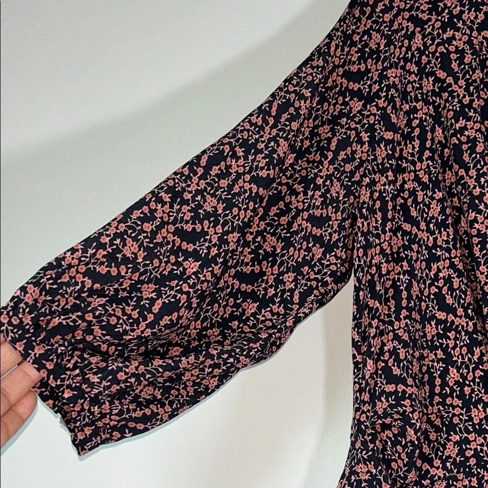 Free People Tunic Mini Dress Or Top Floral Tie Wrap Front Sz S - Picture 4 of 14